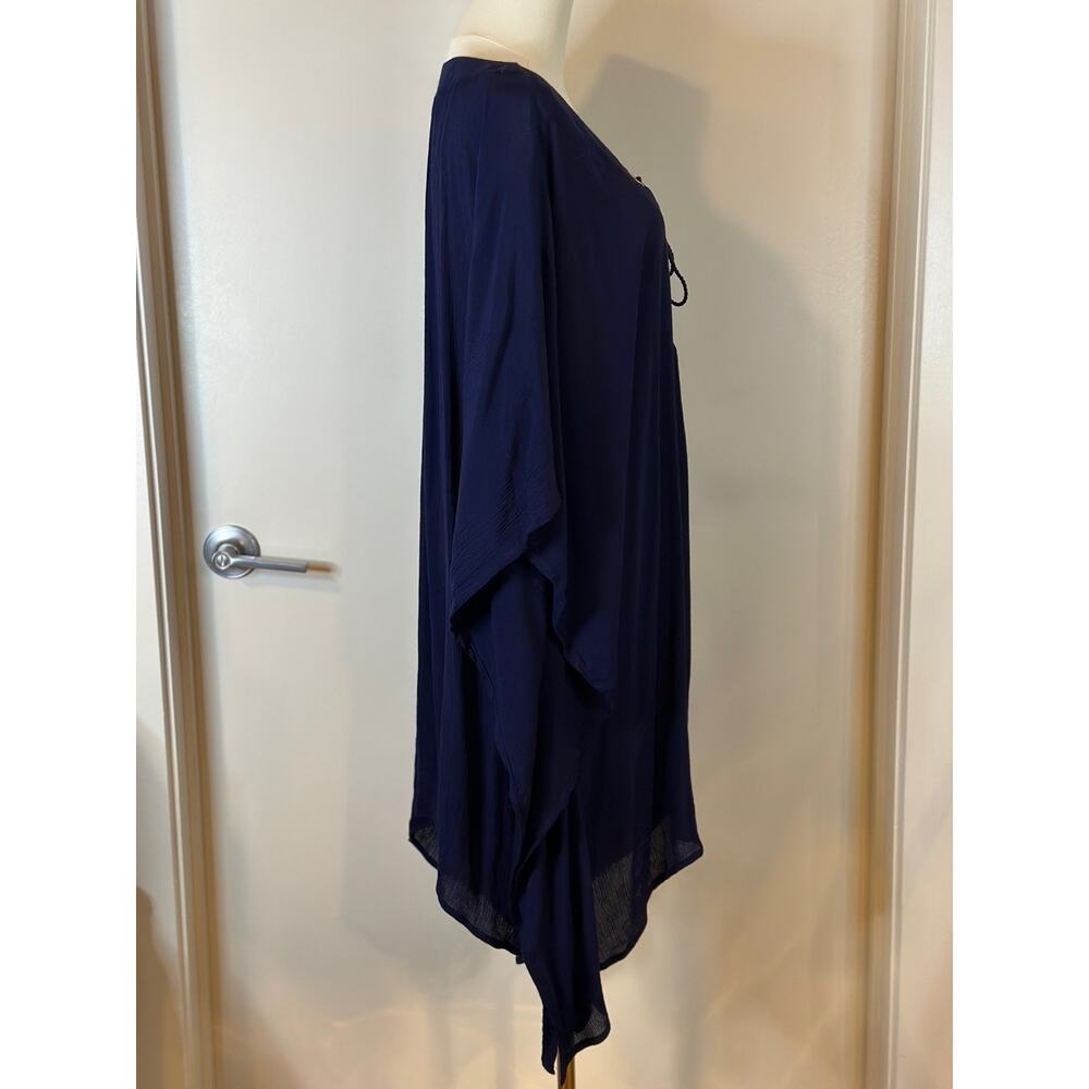 La Blanca Women’s Medium Navy Blue Capri Lace-up Swimwear Caftan Dress Cover-Up - Picture 5 of 6